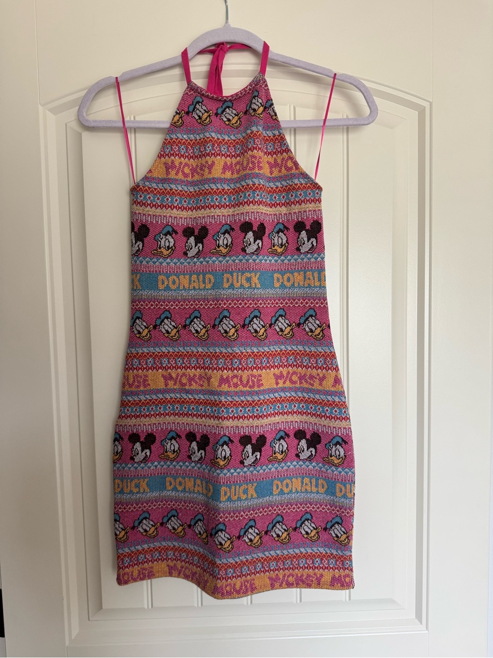 Zara Pink Multicolor Disney Knit Halter Dress